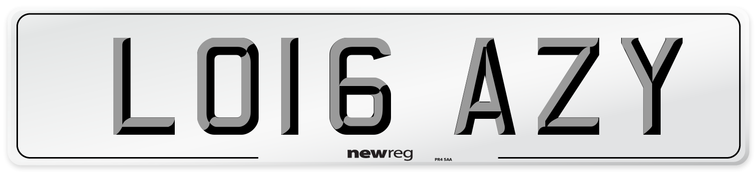 LO16 AZY Number Plate from New Reg